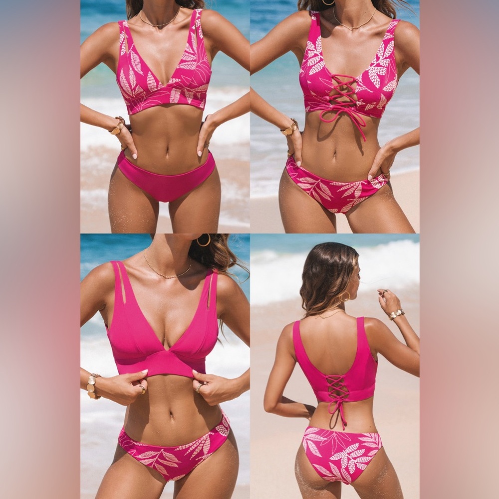 Reversible Lace-up Bikini top, standard bottom